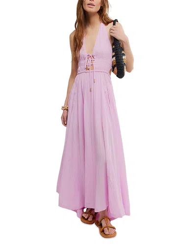Free People Angel Plunge Halter Neck Maxi Dress In Pink