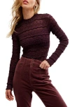 Free People Angelina Floral Lace Detail Bodysuit In Winetasting
