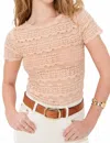 Free People Angelina Lace Tee In Tea In Neutral