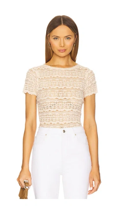 Free People Angelina Lace Tee In Tea
