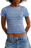 Free People Angelina Mixed Lace Top In Allure Blue