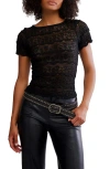 Free People Angelina Mixed Lace Top In Black