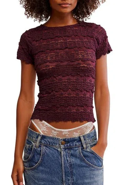 Free People Angelina Mixed Lace Top In Multi
