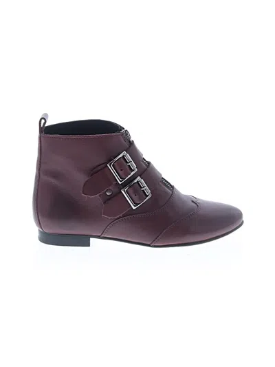 Pre-owned Free People Ankle Boots In Burgundy