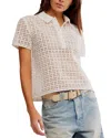 Free People Anna Cotton Eyelet Polo Shirt In Clean Ivory
