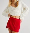 Free People Annalise Velvet Mini Skirt In Red In Red
