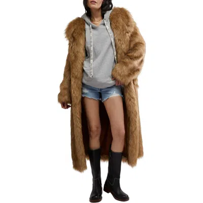 Free People Annice Faux Fur Coat In Sandy Fox Combo