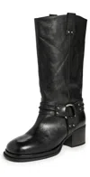 Free People Anok Harness Boot Black Distressed Leather In Black