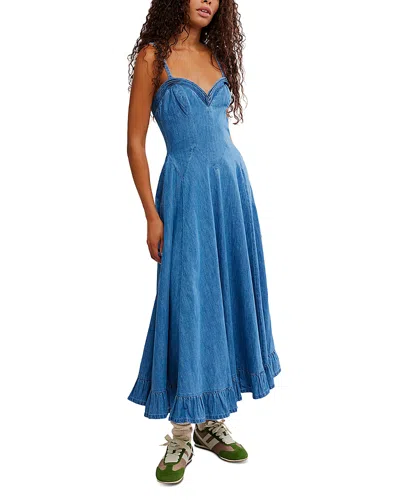 Free People Another Season Denim Midi Dress In Blue