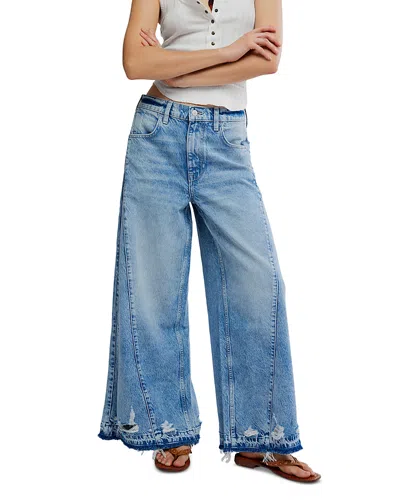 Free People Apollo High Rise Wide Leg Jeans In Streamline In Blue