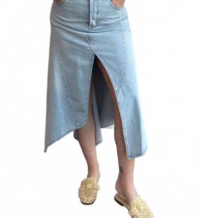 Free People Aquarius Denim Maxi Skirt In Frostwire In Multi