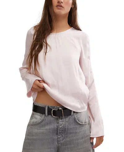 Free People Arabella Blouse In White Blush In Pink