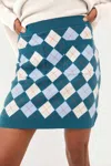 FREE PEOPLE ARGYLE VIOLA SWEATER MINI SKIRT IN MARINE COMBO