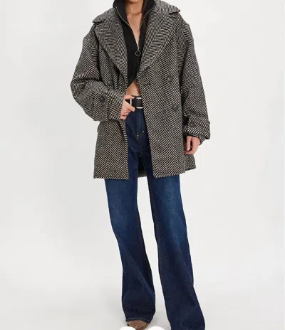 Free People Ari Wool Peacoat In Black In Gray