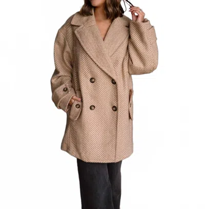 Free People Ari Wool Peacoat In Tan In Brown