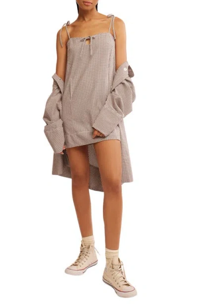 Free People Arlo Plaid Dress & Shirt Set In Ivory Combo