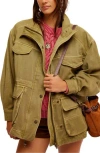 Free People Arya Cotton Twill Utility Jacket In Dried Herb