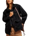 Free People Arya Cotton Twill Utility Jacket In Black
