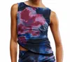 Free People Ash Printed Knit Top In Night Combo In Blue