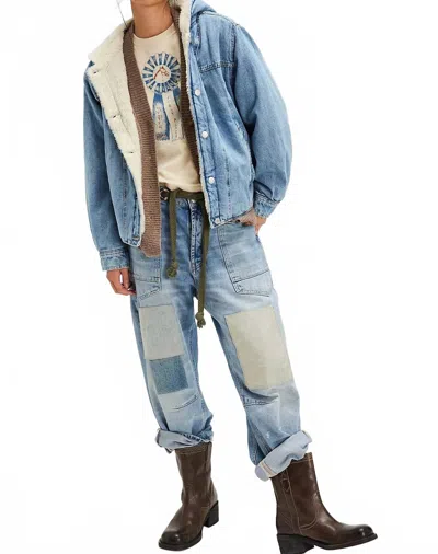 Free People Asher Cozy Denim Jacket In Snowdrift Wash In Blue