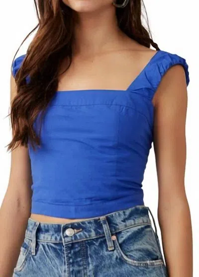 Free People Ashley Crop Tank Top In Mazarine Blue
