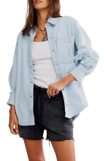 Free People Ashley Denim Shirt In Blue