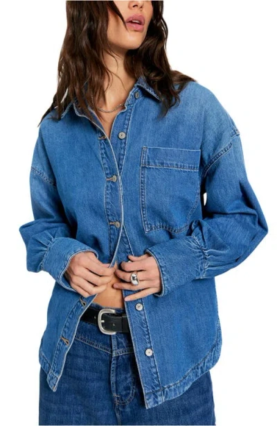 Free People Ashley Denim Shirt In Blue