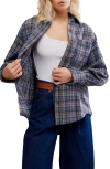 Free People Ashley Oversize Plaid Cotton Button-up Shirt In Blue