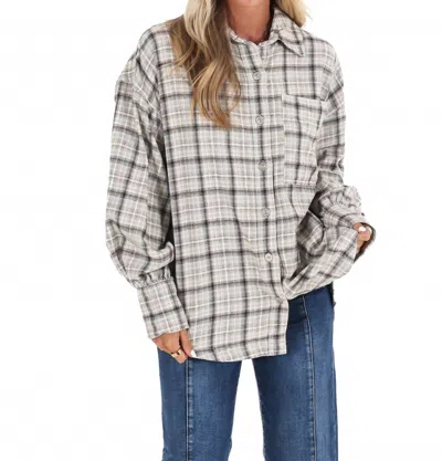 Free People Ashley Plaid Shirt In Ivory Combo In Gray