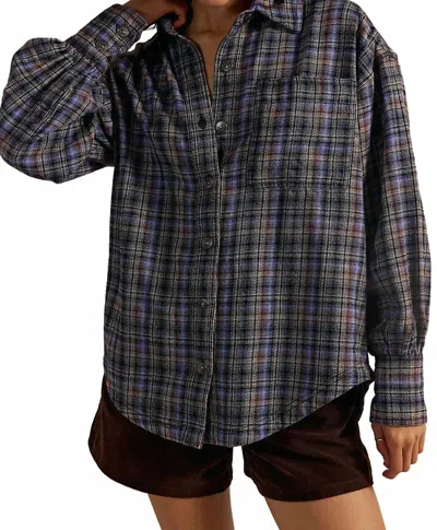 Free People Ashley Plaid Shirt In Krista Shado In Blue