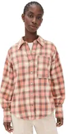 Free People Ashley Plaid Shirt Sand Combo/gia Pla In Black