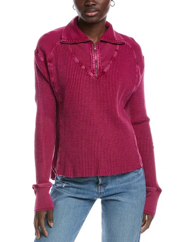 Free People Ashton Zip Thermal Pullover In Red