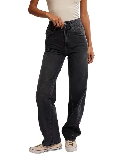Free People Aster Jeans Women's Asteroid Cotton 5-pockets Straight Leg Buu325 In Black