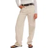 Free People Aster Seamed Relaxed Straight Leg Jeans In Cream