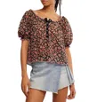 Free People Astra Floral Print Top In Black