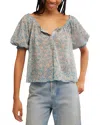 Free People Astra Floral Print Top In Mist Combo
