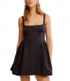 Free People Astrid Oxford Square Neck Sleeveless Mini Dress In Black In Brown