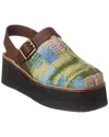 Free People Astrid Platform Mule In Blue Multi In Green