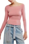 Free People At The After Boat Neck Top In Pink