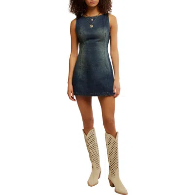 Free People Atlas Cutout Denim Minidress In Blue