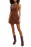 Free People Atlas Cutout Faux Suede Minidress In Brown