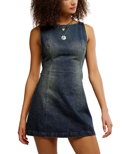 Free People Atlas Denim Mini Dress In Blue