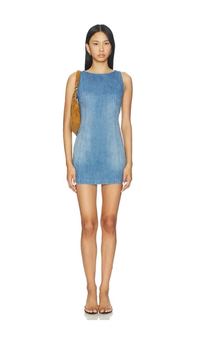 Free People Atlas Denim Mini Dress In Blue