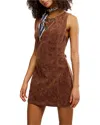 Free People Atlas Cutout Faux Suede Minidress In Brown