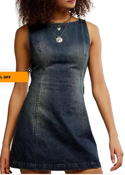 FREE PEOPLE ATLAS MINI DRESS IN VINTAGE INDIGO