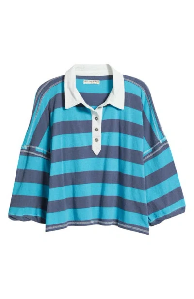 Free People Auggie Stripe Top In Blue