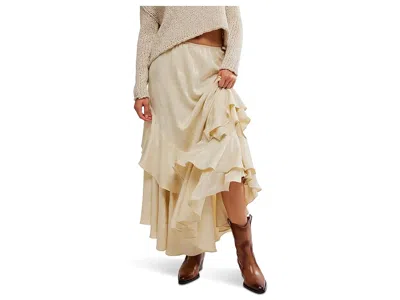 Free People Promenade Jacquard Ruffle Maxi Skirt In Neutral