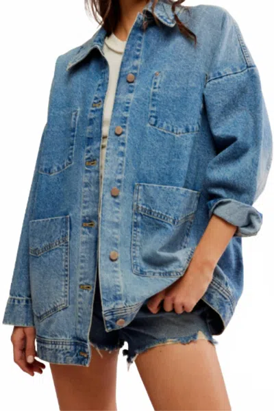 Free People Avery Denim Jacket In Got The Blue In Multi