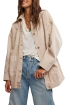 Free People Avery Denim Jacket In Flax In Softest Sand