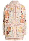Free People Avery Floral-embroidered Denim Jacket In White